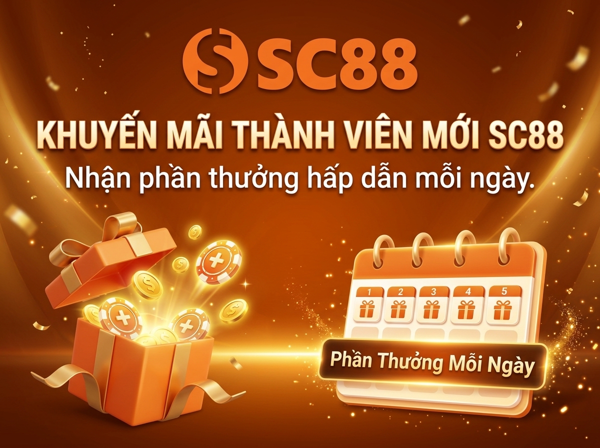 Khuyến mãi thành viên mới SC88 nhận thưởng hấp dẫn mỗi ngày